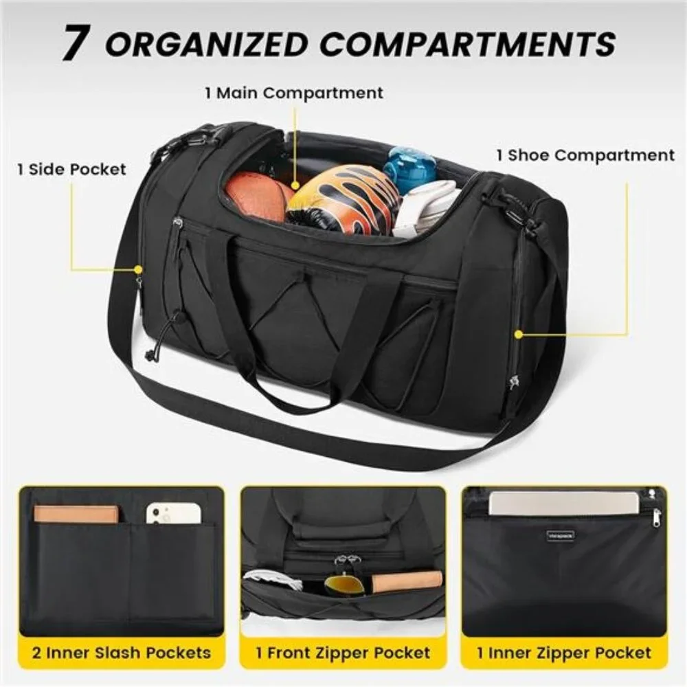 Mens Gym Duffle Bag 21 Inch Travel Weekender With Shoe Compartment Lightweight
